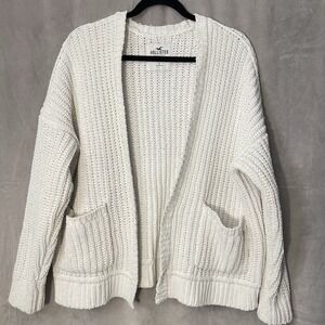 Hollister Oversized Cardigan Y2K Chunky Knit Chenille Reverse Style Women's Sz S